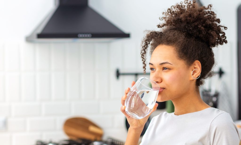 woman drinking water