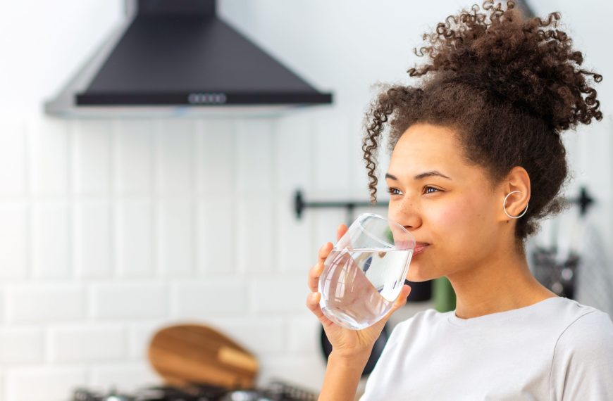 woman drinking water
